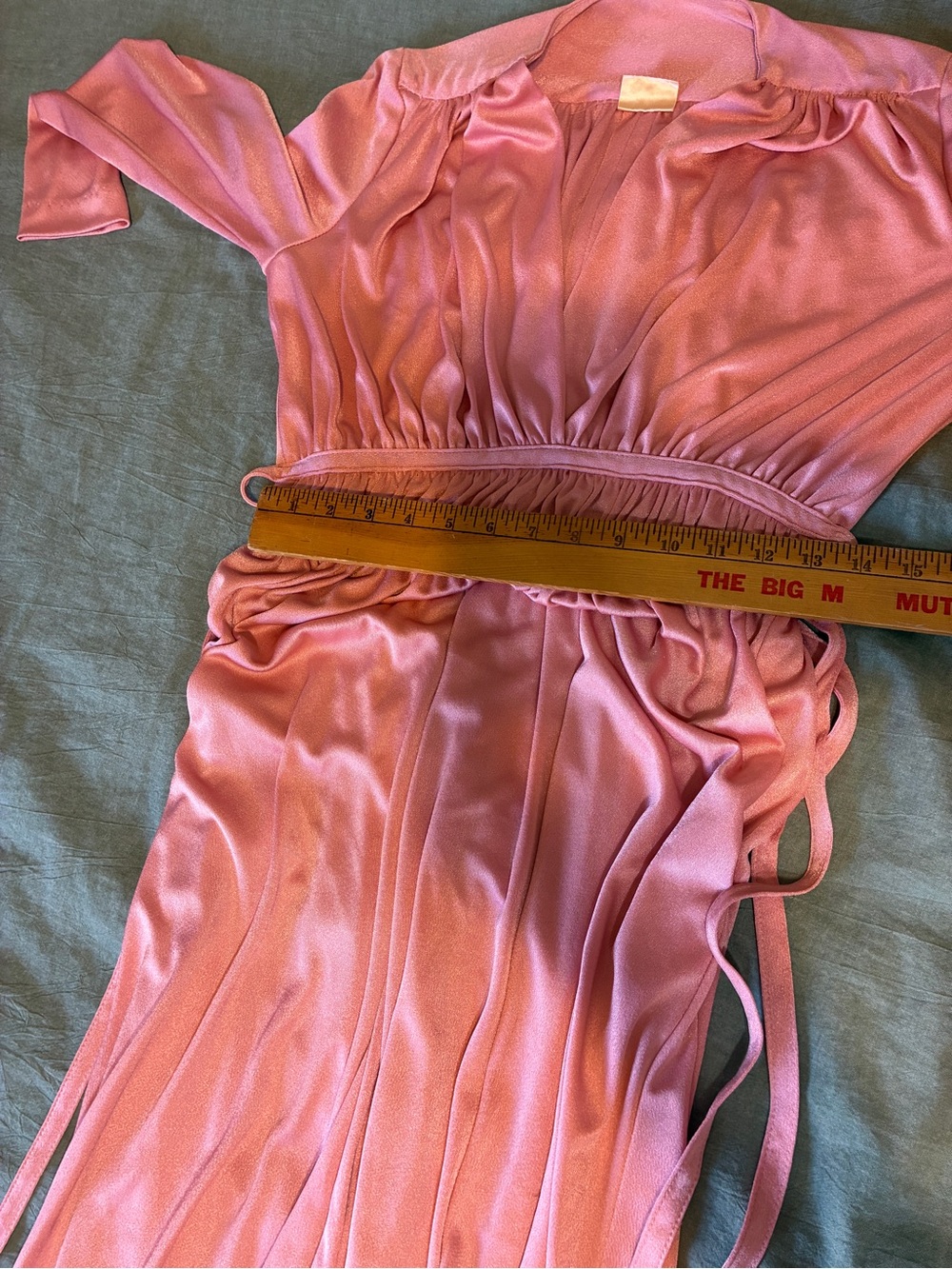 Vintage 70s Grecian Goddess Deep Plunge Pink Medium Maxi Dress - Picture 8 of 13
